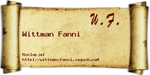 Wittman Fanni névjegykártya